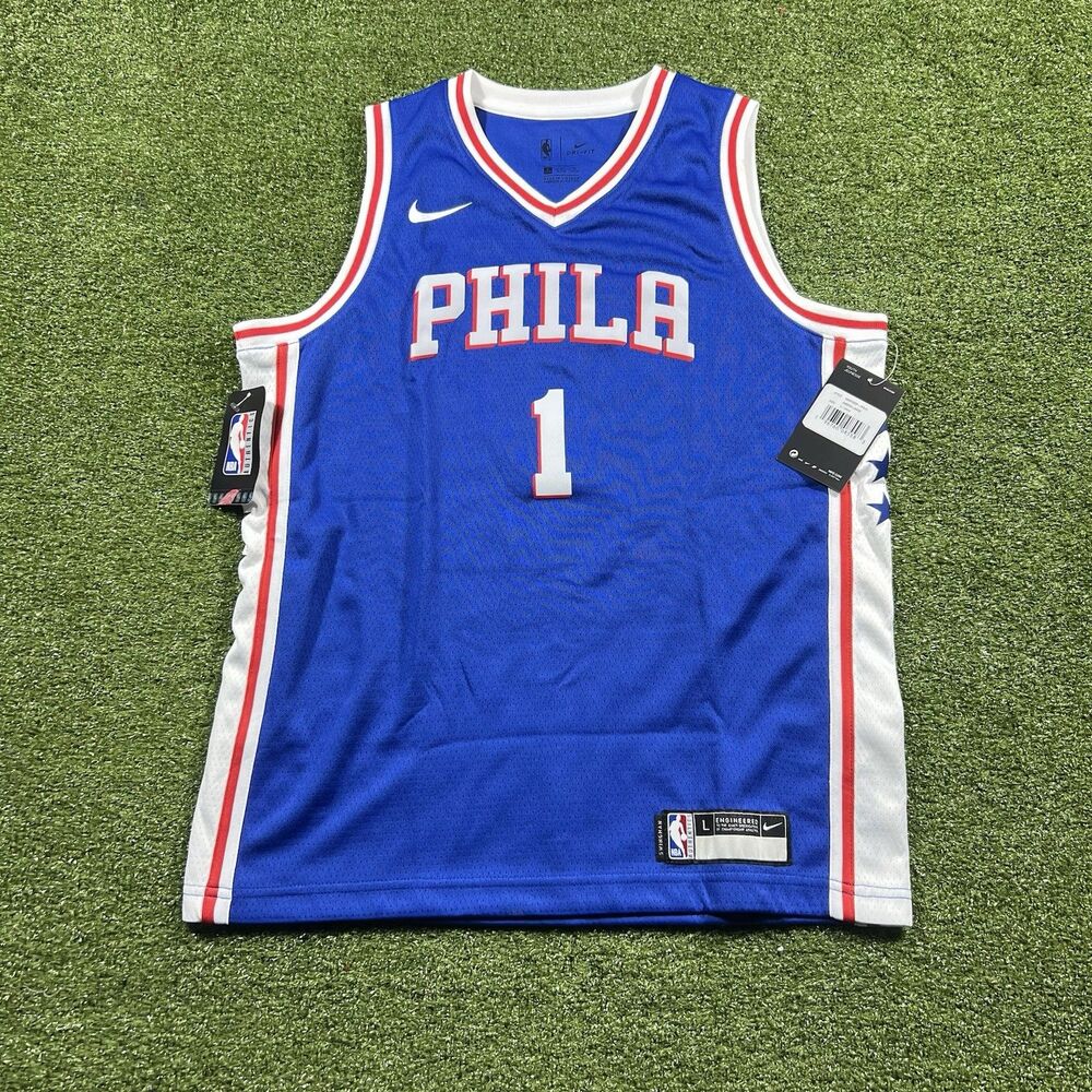 NEW James Harden Youth Nike Swingman Philadelphia 76ers Blue Jersey L